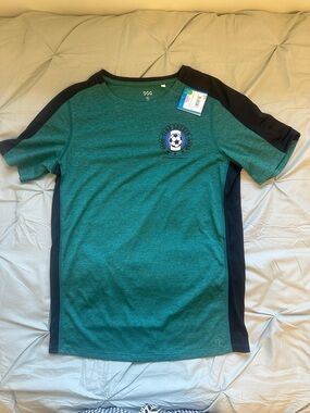 DSG Teal and Black Soccer Crest Athletic Tee - Kids